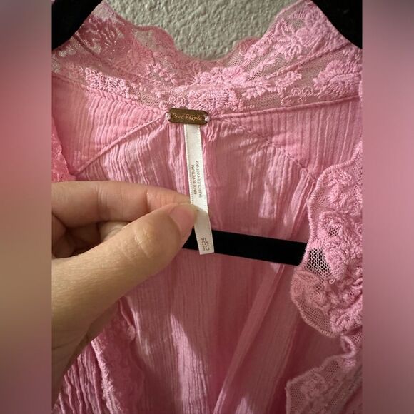 Free People | Clemence Lace Button Front Shirt Blouse | Peasant/Cottage Style XL - Picture 8 of 14